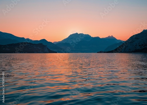 Majestic Lake and Mountains at Sunset