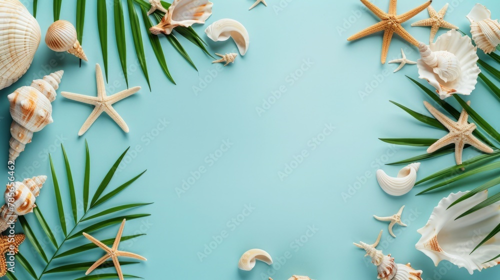 Tropical Palm Leaves on Pastel Background Tropical Palm Leaves on Pastel Background