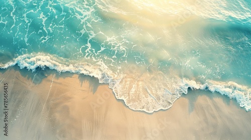Ocean waves top view, beach scene summer holiday banner, top view © PD