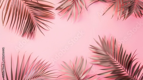 Tropical Palm Leaves on Pastel Background