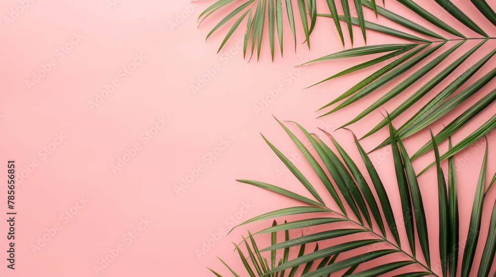 Tropical Palm Leaves on Pastel Background Tropical Palm Leaves on Pastel Background
