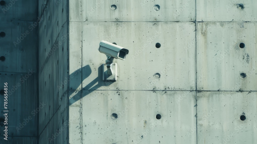 CCTV camera on the concrete wall. Security video surveillance and tracking camera. Closed-circuit television. CCTV camera on the concrete wall. Security video surveillance and tracking camera. Closed-circuit television.