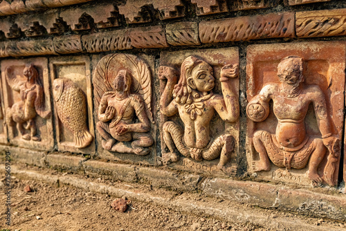 Ancient bas reliefs at Paharpur Buddhist Vihara Museum Unesco Heritage site in Joypurhat Bangladesh photo