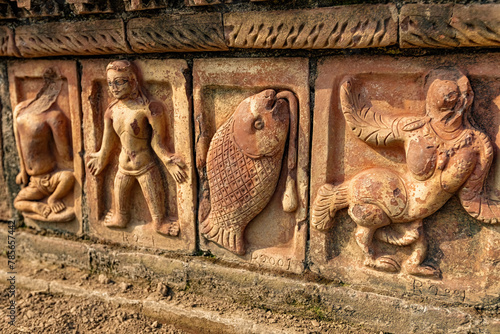 Ancient bas reliefs at Paharpur Buddhist Vihara Museum Unesco Heritage site in Joypurhat Bangladesh photo