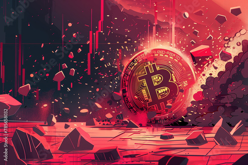llustration of bitcoin crashing