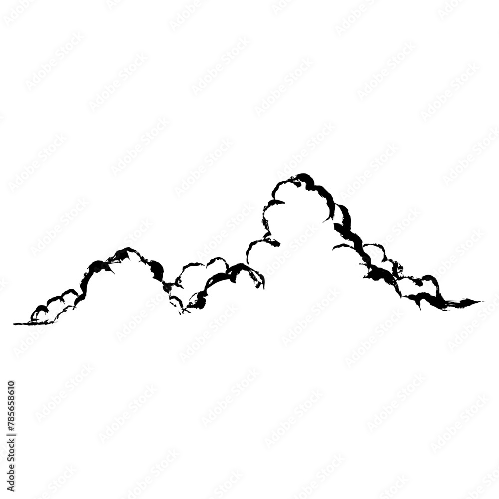 イラスト素材: 墨絵風の雲のイラストのシルエット素材　ベクター