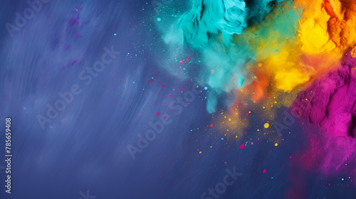 Freeze motion of colored dust explosion isolated on black background
 photo