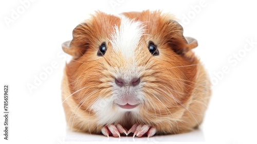 Portrait funny animal guinea pig face expression isolated on white background. AI generated image