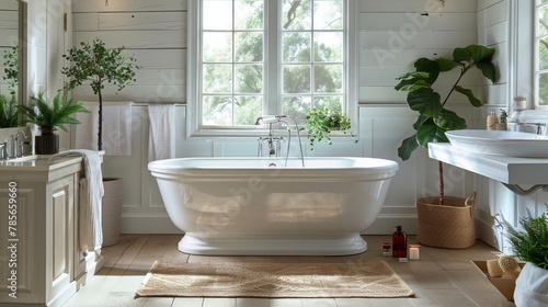Spacious Bathroom With Large Tub and Sink