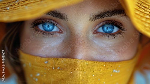 Close Up of Woman Wearing Yellow Hat