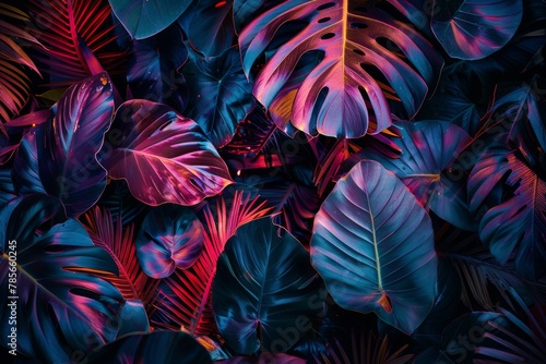 Close-Up of Green and Purple Leaves