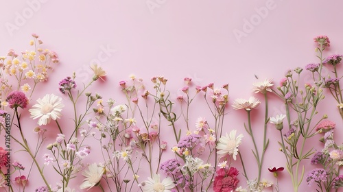 Summer wildflowers on pastel background