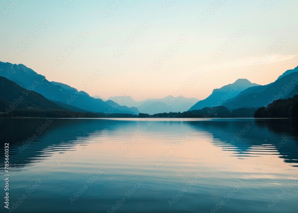 Majestic Mountains Overlooking Serene Body of Water
