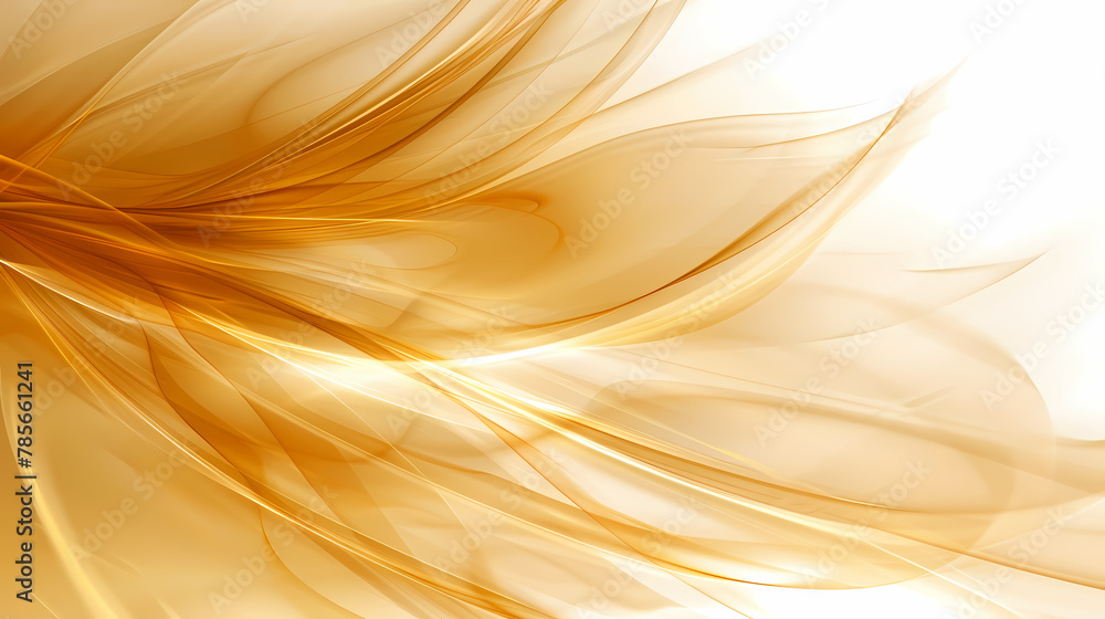 Golden Abstract Feather-Like Pattern on a Soft White Background Golden Abstract Feather-Like Pattern on a Soft White Background