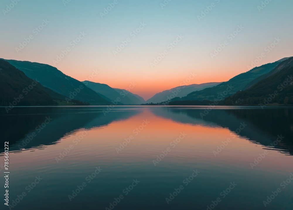 Majestic Mountains Overlooking Serene Body of Water