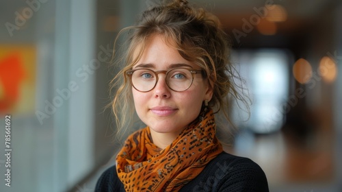 Woman Wearing Glasses and Scarf