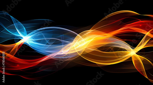 Colorful Light Trails in Motion Against Black Background