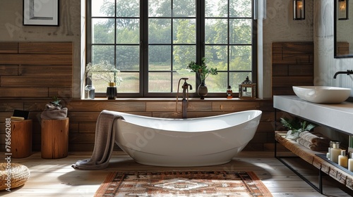 Spacious Bathroom With Large Tub and Sink