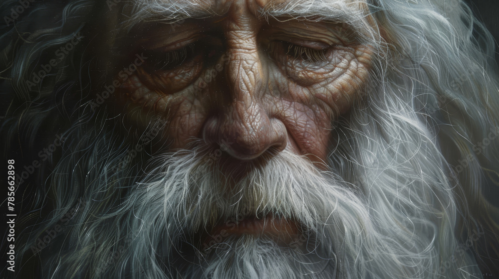 A man with a beard and wrinkles on his face A man with a beard and wrinkles on his face