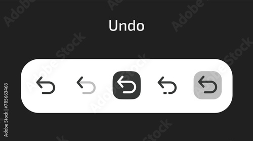 Undo icons in 5 different styles as vector	