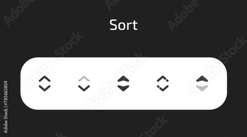 Sort icons in 5 different styles as vector	