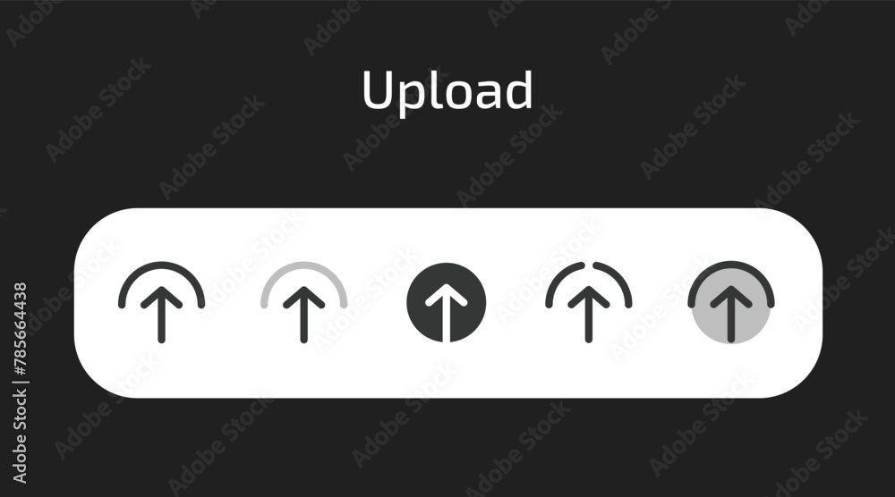 Upload icons in 5 different styles as vector Upload icons in 5 different styles as vector
