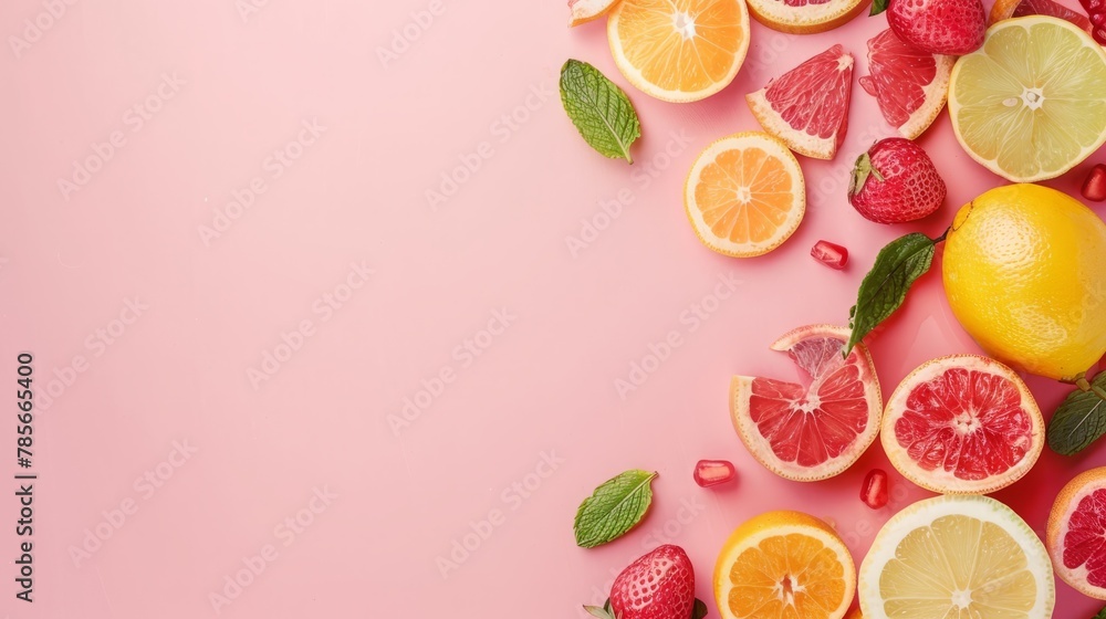 Healthy food, vegetables and fruits, top view Healthy food, vegetables and fruits, top view