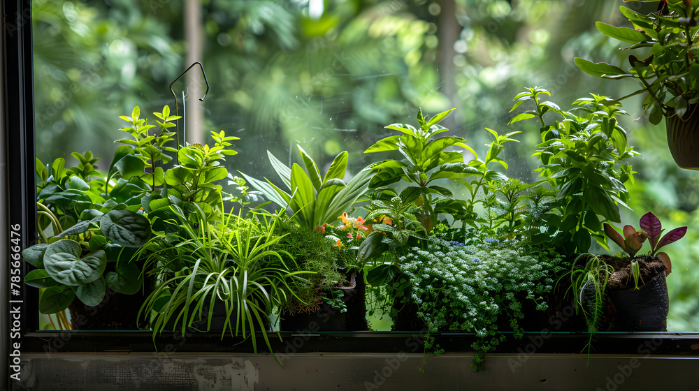 A collection of rare and exotic herbs on a balcony including varieties like lemon verbena and Thai basil showcasing the thrill of botanical exploration.