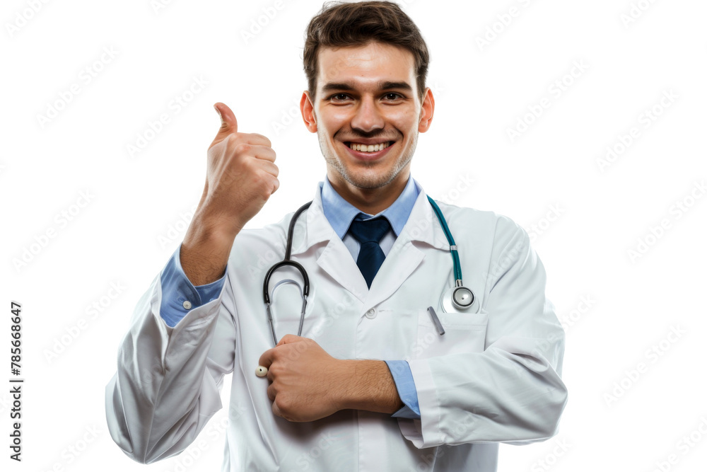 Studio Portrait of smiling Doctor with uniform outfits or laboratory white coat isolated on transparent png background. Studio Portrait of smiling Doctor with uniform outfits or laboratory white coat isolated on transparent png background.