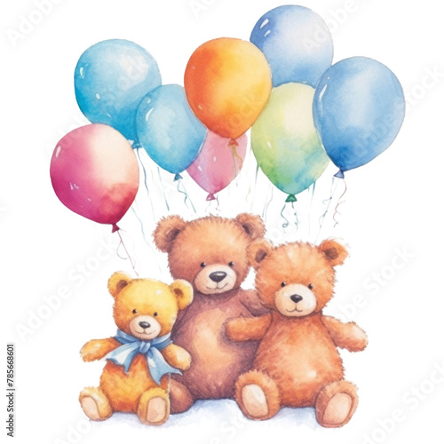 Teddy Bears and Balloons Delight - Charming Decor for Celebrations and Gifts