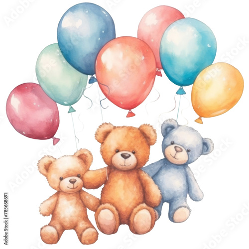 Teddy Bears and Balloons Delight - Charming Decor for Celebrations and Gifts © Piyawat