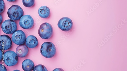 Blueberries fruit top view on the pastel background
