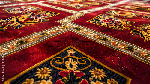 A detailed view of the intricate patterns and designs of casino carpets symbolizing the complexity and allure of the gaming world. photo