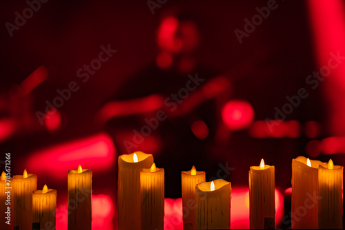 candles on the concert stage background