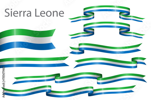 set of flag ribbon with colors of Siera Leone for independence day celebration decoration photo