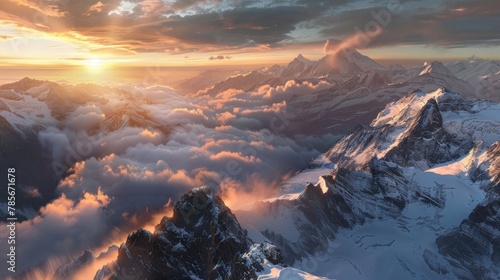Morning view of Dufourspitze / Monte Rosa (Switzerland)