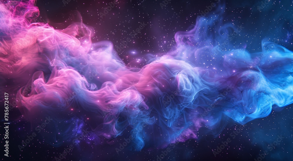 Floating Blue and Pink Cloud of Smoke