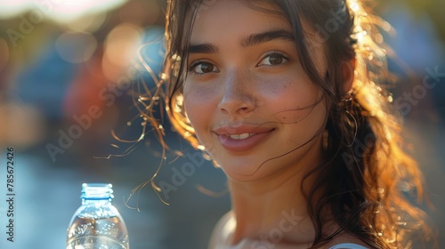 Young Woman Holding Bottle of Water