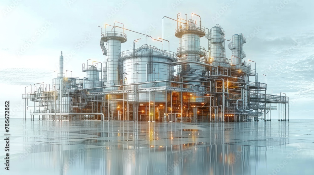Industrial Oasis: Oil Refinery Amidst Water Industrial Oasis: Oil Refinery Amidst Water