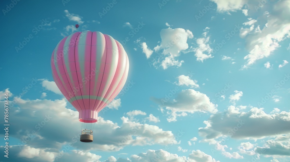 Fototapeta premium An enchanting 3d rendered flying hot air balloon AI generated illustration