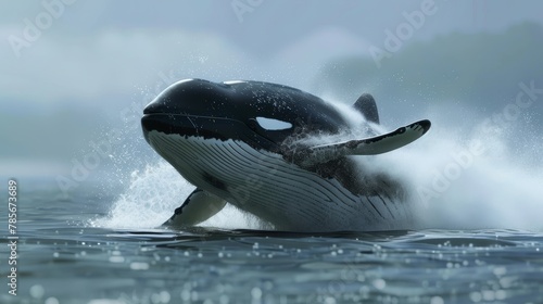 Endearing whale with propeller AI generated illustration photo