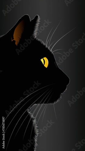 Intense Gaze: Black Cat With Yellow Eyes © Miodrag