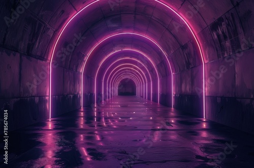 Tunnel With Purple Lights
