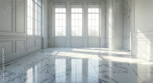 Spacious Room With Large Windows and Marble Floor