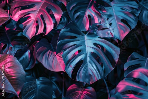 Large Group of Green and Pink Leaves