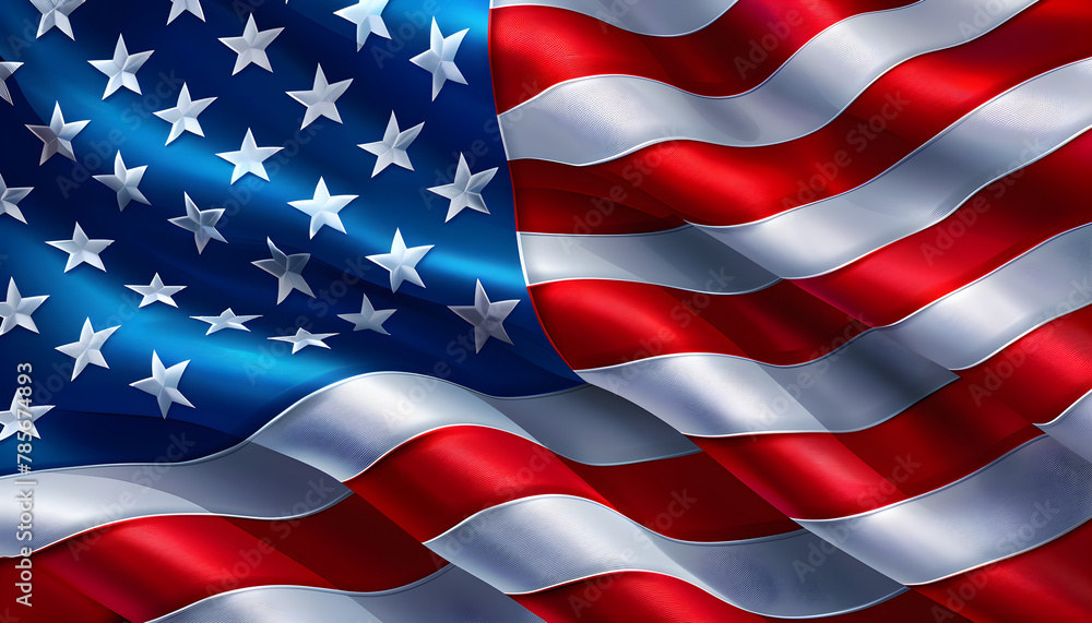 American wave flag background for national holidays and events such as flag day, veterans day, and independence day. - obrazy, fototapety, plakaty 
