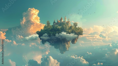 Isolated elements in a dreamy and imaginative world AI generated illustration