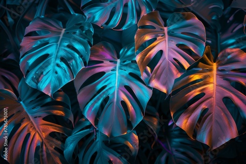 Large Group of Green and Pink Leaves