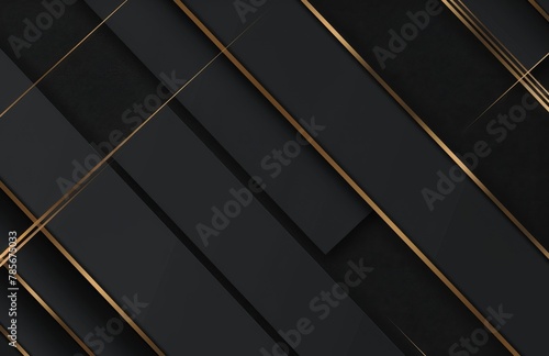 Black and Gold Abstract Background With Lines