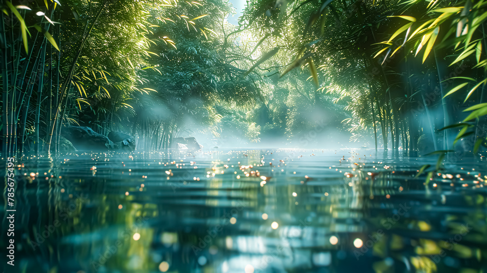 Bamboo forest in the morning at Bali island, Indonesia.